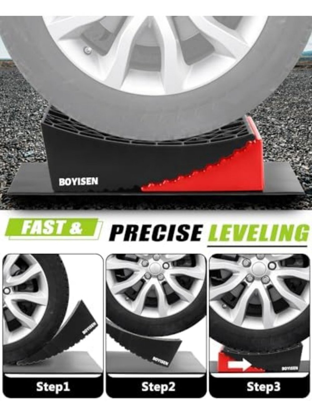 Camper Leveling Blocks - 2 Pack RV Levelers & Car Ramp Kit for Trailers - Picture 6 of 6
